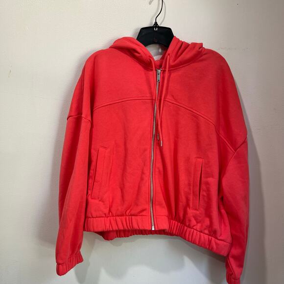 Old Navy Coral Cropped Zip Up Hoodie Casual Athleisure Size XL - Picture 2 of 7